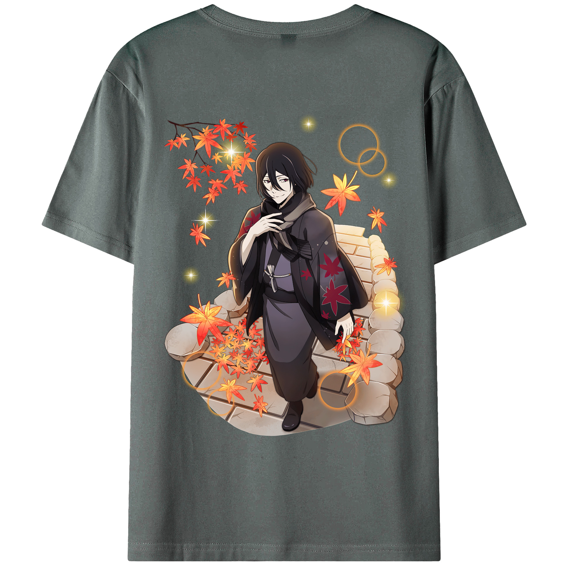 （画像用） 文豪ストレイドッグス Bungo Stray Dogs 綿100％ メンズ半袖Tシャツ（バックプリント） 通気性